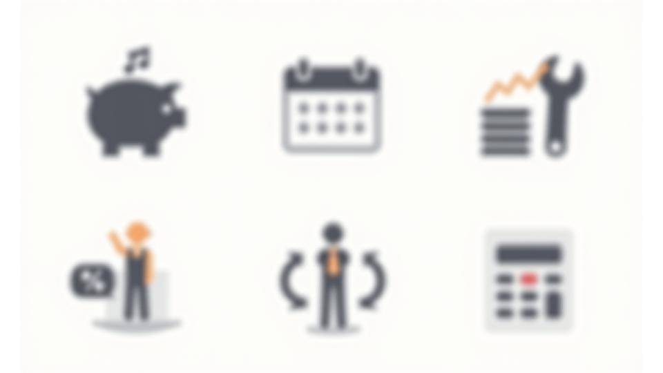 Iconos educativos representando ahorro, flexibilidad, soporte y equipos modernos