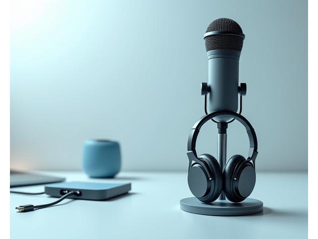 Micrófono USB, auriculares y filtro pop para un Starter Pack de podcast