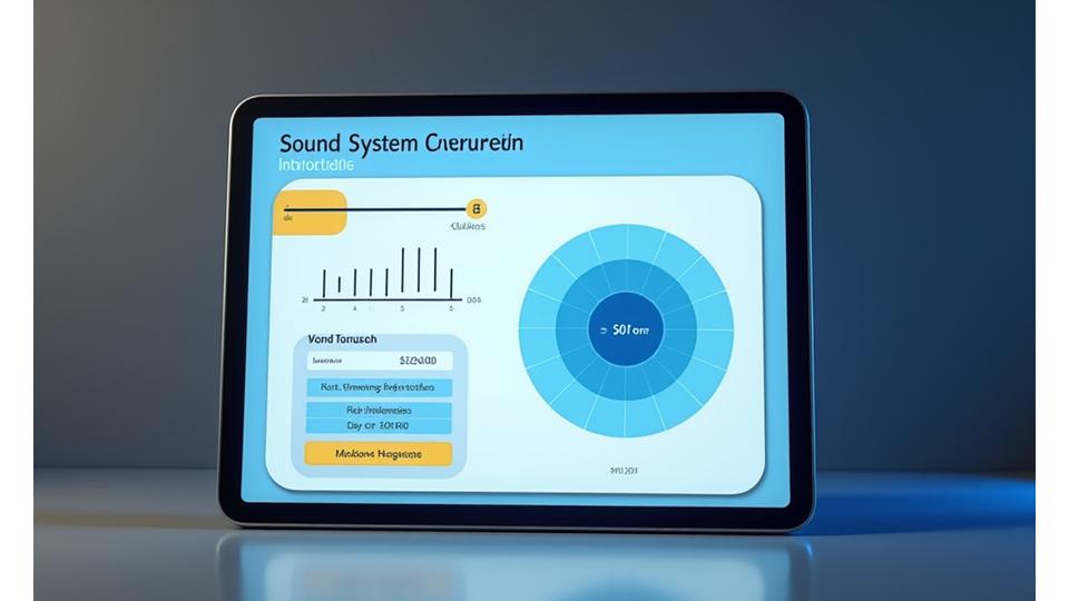 Calculadora interactiva de sistema de sonido mostrando un slider de asistentes y una visualización gráfica de cobertura acústica en un mapa de recinto.