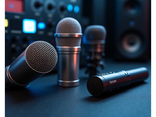 Micrófonos de condensador y dinámicos para estudio
