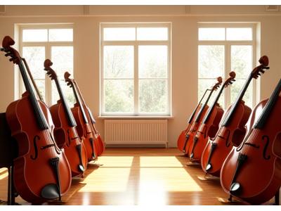 Aula de música con estudiantes y equipos