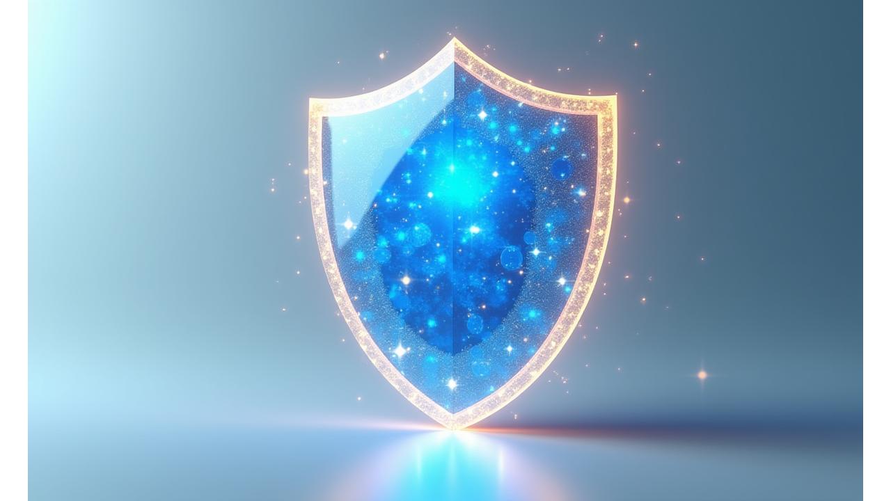 Un escudo digital estilizado que simboliza la protección de datos personales.