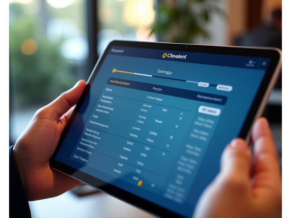 Interfaz de calculadora de precios interactiva en una tableta, mostrando opciones de equipos musicales y un desglose de costos transparente.