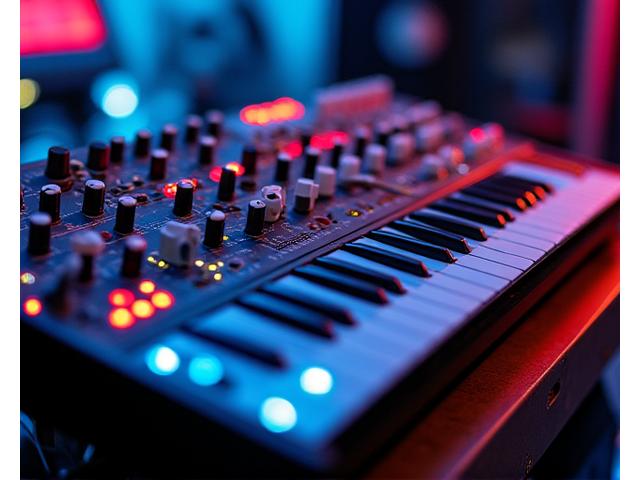 Sintetizador modular Moog o Buchla con cables de colores
