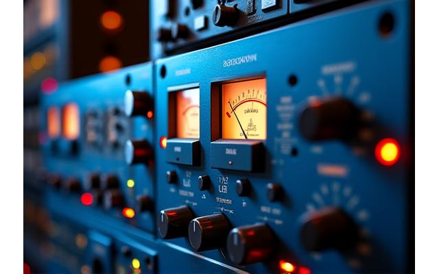 Preamplificador Neve 1073 y compresor Urei 1176 LN en un rack de estudio