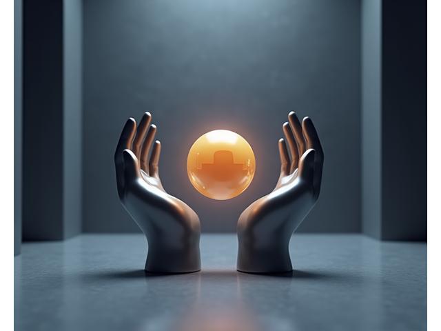 Escultura abstracta de dos manos equilibrando un peso, simbolizando la responsabilidad